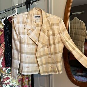 Vintage Iridescent Gingham Crop Blazer